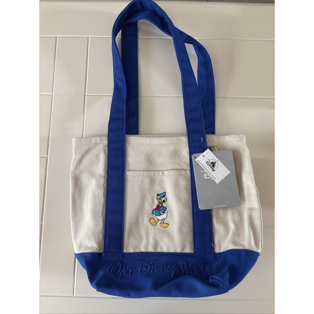 Walt Disney World Park Donald Duck Blue Canvas Mini Tote Bag 2026 NEW